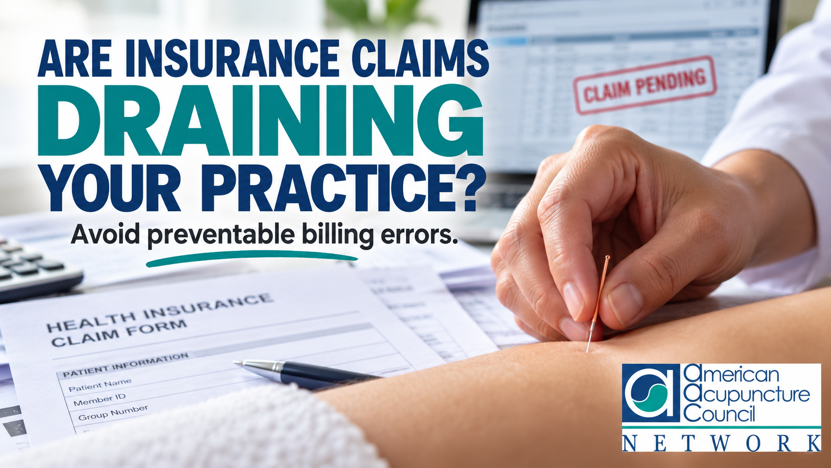 Acupuncture insurance claims and billing paperwork illustrating common practice billing challenges