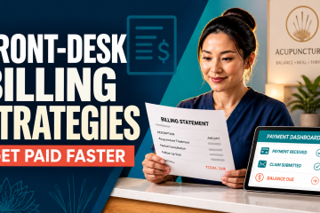 Acupuncture practice front desk reviewing billing and payment information